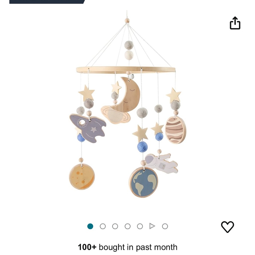 Space Nursery Crih Mobile for Babies - Wooden, Bought On Etsy